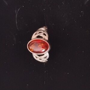 Silver Ring with Amber Style Stone